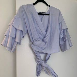 Blue Zara Wrap Top